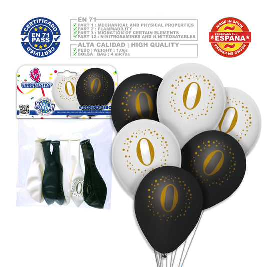6x Numbered Latex Balloon (0-9)