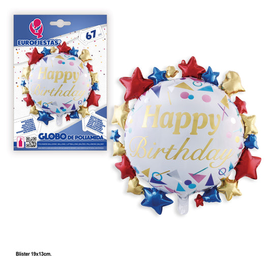 Happy Birthday! - Magic stars white foil balloon.