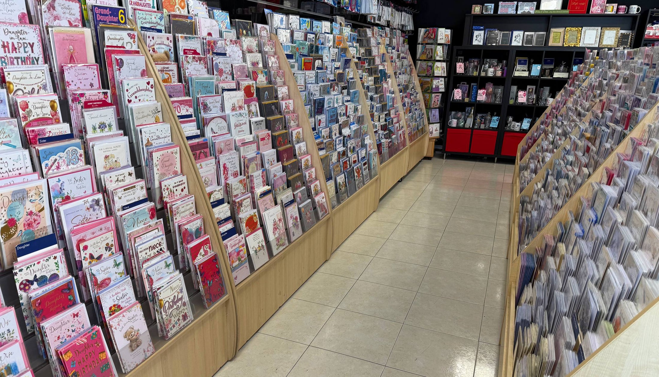 Over 10,000 greeting cards in stock.