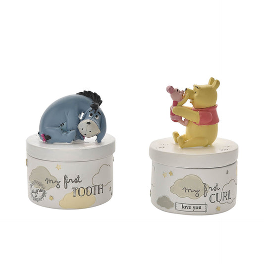 Disney Magical Begginings Tooth & Curl pots Winnie & Piglet