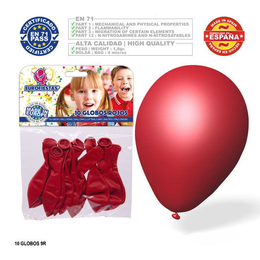10x Latex Balloons - Red