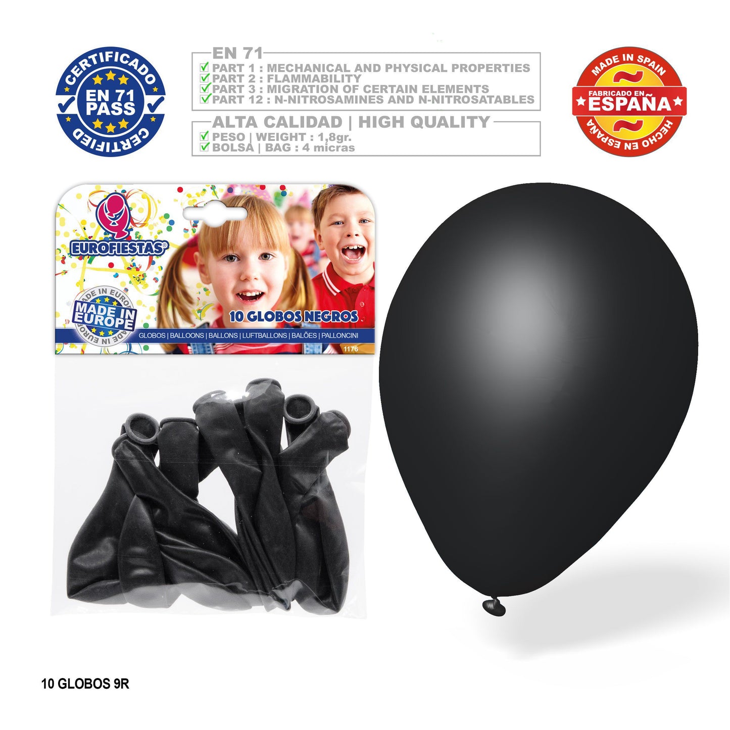 10x Globos de látex - Negro