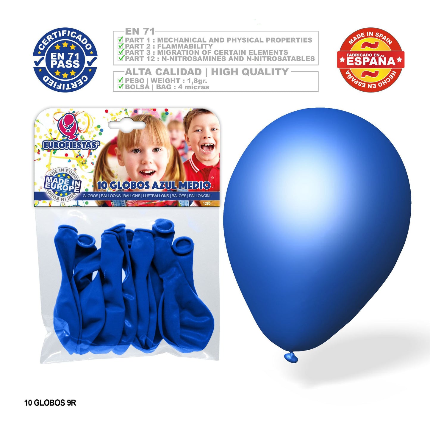 10x Latex Balloons - Blue