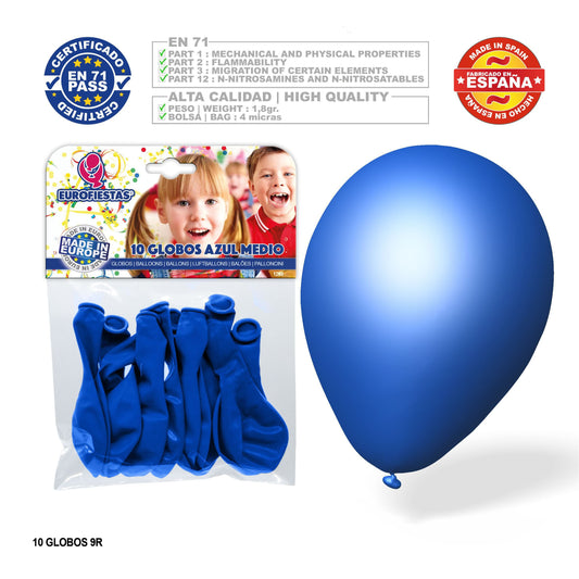 10x Latex Balloons - Blue